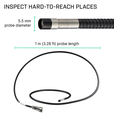 HD Camera Probe For VS80 Videoscope 5.5mm 1m Long High Definition Imaging, 90 Degree FOV, IP67 Waterproof, Coiled Cable View