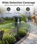Outdoor Ultrasonic Animal Deterrent With Motion Sensor, Solar Powered Pest Repeller, 3 In 1 System With Ultrasound, Flashing LED Light, And Ground Vibration To Deter Snakes, Moles, Voles, And Gophers In Your Yard, 110° 30 ft range