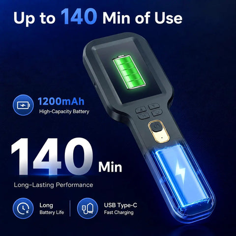 500X Handheld Digital Microscope With 3-Inch HD IPS Display For Coins Jewelry Stamps And Tiny Details Dual Lens Auto Focus Portable Close-Up Magnifier Kit Must-Have showing battery life and USB Type-C charging