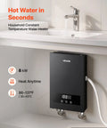 8KW Tankless Electric Water Heater 240V Instant Hot Water System NoFuss Wall Mount with digital display and plumbing connections.