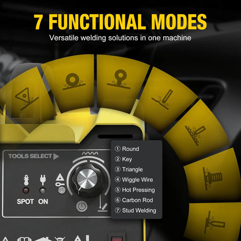 Auto Body Spot Welder Dent Puller 3000W with seven welding modes display control panel, tool selection dial visible