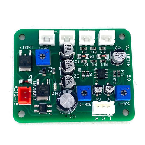 Two Pack 35Mm VU Meter Stereo Audio Level Indicator With Backlit Display And Adjustable Gain Driver Board For Preamplifiers Computers MP3 Players And Dope DIY Audio Projects, green PCB driver board top view