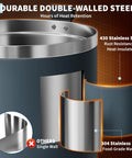 Illustration of large capacity stainless steel coffee urn 12L electric coffee maker with double wall insulation showcasing material layers.