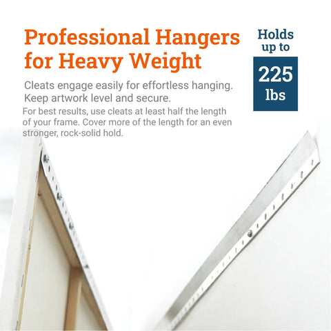 Beefy Heavy Duty French Cleat Hanger 45 Inch System For Pictures And Mirrors Up To 225 Pounds With Z Clip Mounts shown in use