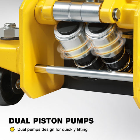 Low Profile Floor Jack With Dual Pumps For Quick Lift, Hydraulic Car Jack With Pad, Four Ton Eight Thousand Eight Hundred Pound Capacity, Extra Low Clearance, Built In Safety Valve For Overload Protection
