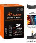 Heavy Duty 20 Inch Bike Inner Tubes 2 Pack 20x2.10 To 2.40 Butyl With Schrader Valve packaging with tire features.
