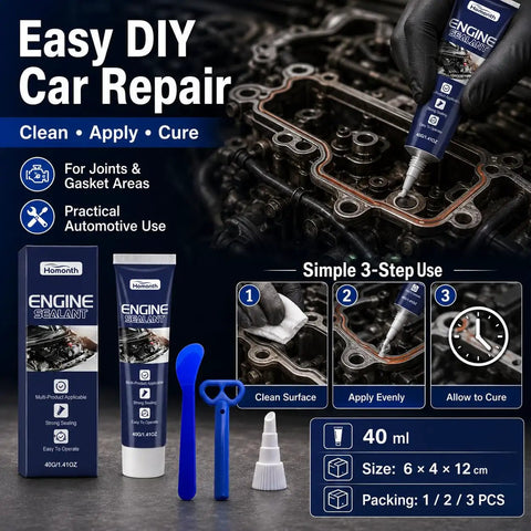 Top Tier Automotive Engine Sealant For Super High Temps Fixes Leaks Seals Gaskets And Fills Small Gaps on joints and gasket areas.