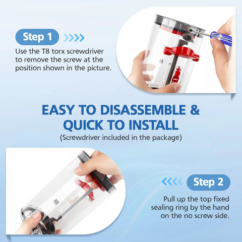 Step-by-step guide using screwdriver for V11 V15 Dust Bin Top Fixed Sealing Ring Replacement For Vacuum Cleaners Compatible With SV14 SV15