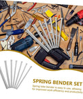 Durable 10 Piece Spring Tubing Bender Set For Plumbing And Electrical Projects displayed among various tools on a workbench.