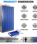 Heavy Duty 100 Drawer Nut And Bolt Organizer With Labels And Adjustable Dividers ABS Drawers And Alloy Steel Frame For Workshop Garage Freestanding Parts Cabinet With 920 Pound Load Capacity product dimensions and features.