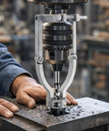 Square Hole Drill Bit Adapter For Drill Press Or Hand Drill, Pro Grade Heavy Duty Dual Use Mortising Attachment in action