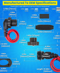 Diagram showing dimensions of Beefed Up Heavy Duty Trolling Motor Plug And Receptacle With 60 Amp Circuit Breaker components.