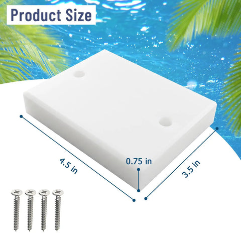 Transducer Mounting Plate Kit With Screws For Marine Grade Boat Transom, UV Resistant Mounting Board For Fish Finder And Sonar, No Fuss Quick Install 4.5 By 3.5 By 0.75 Inches, White High Visibility Mounting Pad. White HDPE plate with screws, 4.5 x 3.5 x 0.75 in