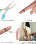 Needle Nose Pliers For Jewelry Making And Beading, precision tool for wirework and repair, shown in various stages of use