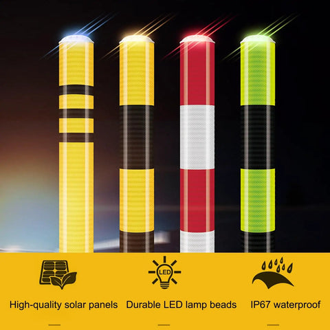 Tough As Nails Parking Safety Bollard With Anchor Bolts Rock Solid Galvanized Steel Road Barrier Post Featuring Bright Honeycomb Reflective Tape Built To Last For Busy Driveways 100cm Red White Finish