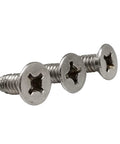 Premium Flat Head Phillips Machine Screws For Door Hinges Satin Nickel Finish 12 24 Thread 1 2 Inch 24 Pack Steel hardware screws shown close-up.