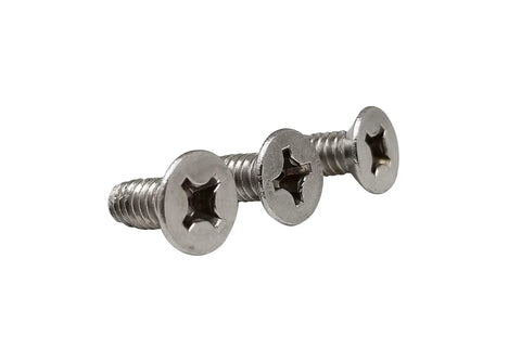 Premium Flat Head Phillips Machine Screws For Door Hinges Satin Nickel Finish 12 24 Thread 1 2 Inch 24 Pack Steel hardware screws shown close-up.
