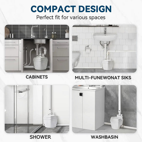 Heavy Duty 1 HP Under Sink Pump With Automatic PCB Upflush System Up To 36 Feet Lift And 2200 GPH in various settings
