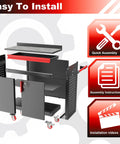 Beefy Metal Garage Storage Cabinet On Wheels With Lockable Doors And Adjustable Shelves, Pegboard, And Heavy Duty Tool Locker For Garage Or Warehouse. Exploded view with wheels, shelves, and assembly icons