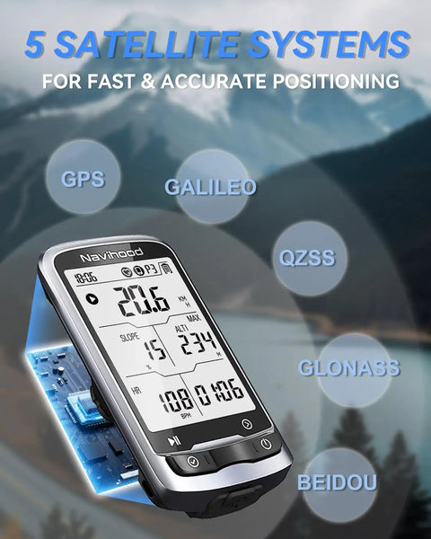 Ultra Thin GPS Bike Computer With 2.3 Inch Laminated Screen Wireless IPX7 Waterproof Bluetooth ANT Plus Cycling Computer