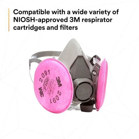 Half Facepiece Respirator Kit P100 For Welding And Soldering, NIOSH Approved, Lightweight And Comfortable, Large Size, Includes 2091 Particulate Filter, Reusable Safety Gear For Asbestos And Dust
