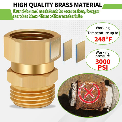 360 Degree Brass Garden Hose Swivel Fitting 3/4 GHT Male To Female Adapter For Outdoor Use Keeps Your Water Flow Smooth And Free From Kinks Heavy Duty Brass Build For Real Lawn Pros, brass hose fitting with 3000 PSI rating