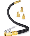 12 Inch Tire Inflator Extension Hose With Clip On Chuck And Presta Valve Adapter