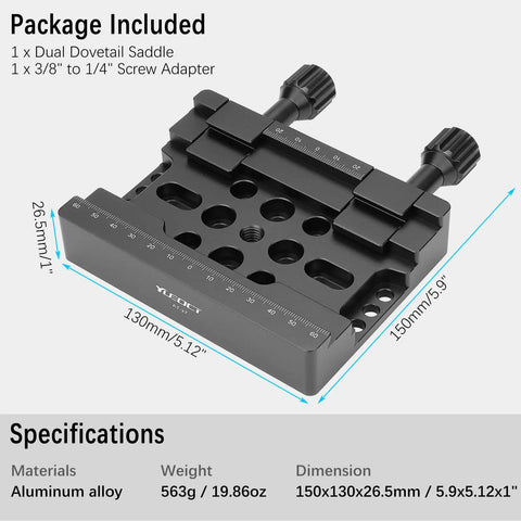 2in1 Telescope Scope Dual Dovetail Saddle Clamp Mount Base for Losmandy and Vixen with dual locking knobs and measurements
