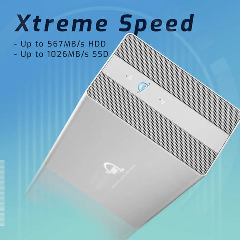 Bulletproof 1TB External SSD RAID Enclosure With Thunderbolt 3 And USB C Ports featuring sleek design with performance specs.