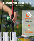 Close-up of Heavy Duty Folding Fishing Cart With Four 11 Inch Wheels And 300 Pound Load Capacity Rust Resistant Steel Beach Wagon Trolley showing rod holders.
