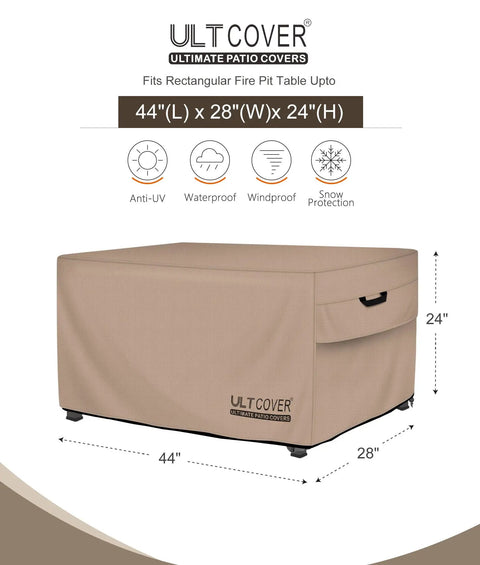 Rectangular Gas Fire Pit Table Cover 44 By 28 Inch Waterproof Heavy Duty Outdoor Fire Pit Cover That Keeps Your Patio Dry