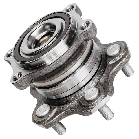 Rear Wheel Bearing And Hub Assembly For Nissan Altima 2007-2018, Maxima 2009-2019, Pathfinder 2013-2020, Murano 2015-2023, Infiniti QX60 2014-2020, JX35 2013, 5 Lug With ABS Direct Fit Replacement shown in close-up