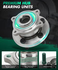 Rear Wheel Bearing Hub Assembly 512555 For Chrysler 300 2015 2021 Dodge Challenger 2015 2021 And Dodge Charger 2015 2021 Non ABS 5 Lug Replacement OE Quality Built To Last And Keep Your Ride Smooth, showing premium hub with chamfered nut, flange thickness, and OEM studs.