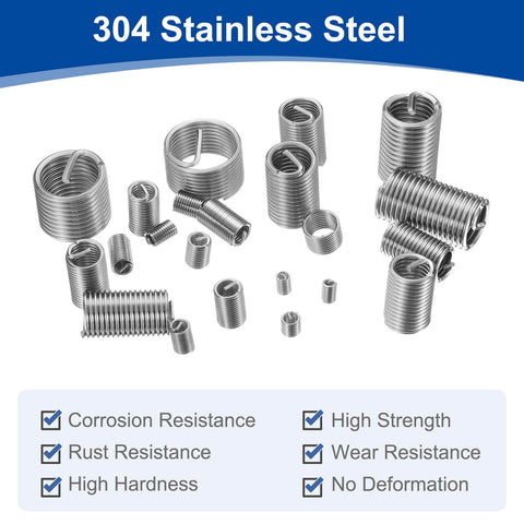 20 Pcs Wire Thread Inserts M10 X 1.25 Helical Type Coiled Thread Repair Kit 304 Stainless Steel Corrosion Resistant Durable