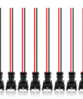 Universal EV1 OBD1 Fuel Injector Connector Pack 8 Piece 2 Wire Female Plug And Play Wiring Harness Pigtail, black and red wiring