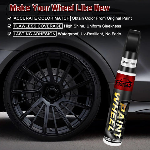 Tesla Dark Gun Gray Rim Touch Up Paint Kit For Model Y 3 X S With Color Accurate Finish beside a car wheel