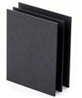 Front view of three black non-asbestos gasket sheets; high-temperature paper for engine sealing.