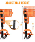 Adjustable Go To Tree Climbing Spikes Set With Alloy Steel Climbing Spurs, orange straps, sizes 13.2in and 17in visible