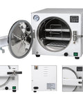 Stainless Steel 18L Autoclave High Pressure Temperature 1100W LED Steam Sterilizer For Medical Use Class N with open door view