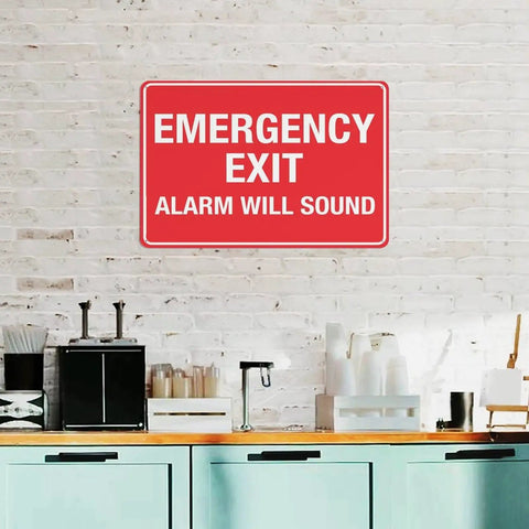 Emergency Shutoff Aluminum Warning Sign 8x12 Inches, Rustproof Multicolor Safety Plaque For Industrial Plants Gas And Liquid Supply Control Zones, High Visibility, Weatherproof And Durable. red wall sign