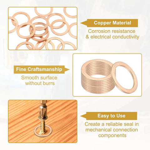 Copper Crush Washers Go To Set Heavy Duty 15 Pieces 24Mm OD 18Mm ID 1.5Mm Thick Sealing Gaskets For Screws Bolts Sump Plugs Oil Drain Leak Proof Flat Seals For Automotive And Machinery Use, copper washers for sealing joints