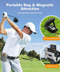Golfer with Dope Rangefinder With Slope And Flag Lock Vibration 1200 Yard Laser Range 7X Magnification on waist bag