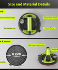 Heavy Duty Glass Suction Cup Lifter With 8 Inch Cup Built In Pressure Gauge 450 Lbs shown with components labeled