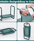 Collapsible 2 In 1 Garden Kneeler And Seat Foldable Bench With Ten Point Two Three Inch Wide Kneeling Pad shown folding mechanism