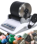 Rock Tumbler Polisher Kit Electric Gem Grinder With Timer Buttons for DIY Stone Polishing, surrounded by colorful rocks.