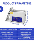 Heavy Duty 22L Ultrasonic Cleaner With Digital Timer And Heater 40KHz Sonic Bath, 10L capacity with control panel and stainless tank.