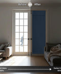 Room Darkening French Door Curtain Panel For Privacy And Heat Control, Stone Blue 26x80 Inches, Installed on Patio Door