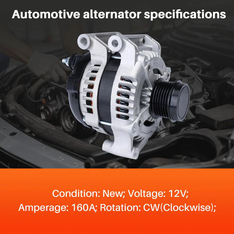 Drop-In 160 Amp Alternator Replacement For 2015-2017 Chrysler 200 3.6L And 2014-2022 Jeep Cherokee V6 3.2L, 12V Auto Electrical