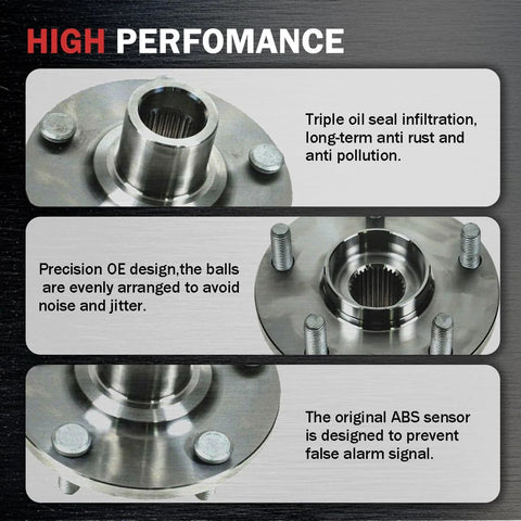 Front Wheel Bearing Hub Assembly 5 Lug Fit For Lexus ES300h ES330 ES350 RX330 RX350 RX400h Venza Sienna Camry Avalon Highlander Beefed Up Durability Drop In Ready Replacement Kit with high performance features highlighted.