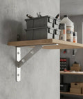 5.91 Inch Stainless Steel Wall Shelf Bracket Heavy Duty L Shape Support for kitchen and bathroom shelving, silver 1 pack